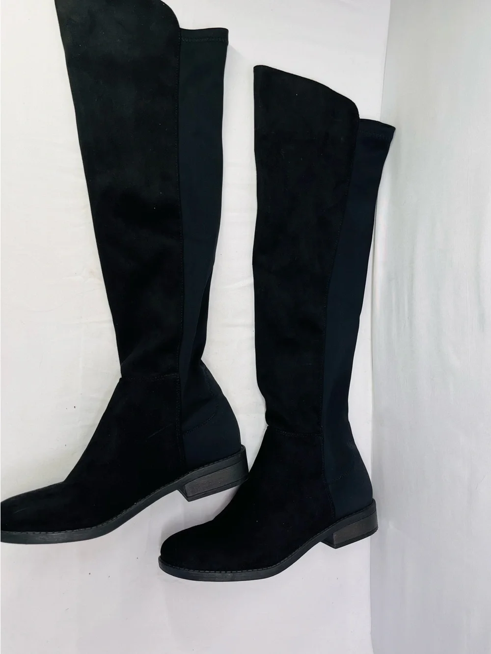 Black Over-the-Knee Stretch Boots - Women